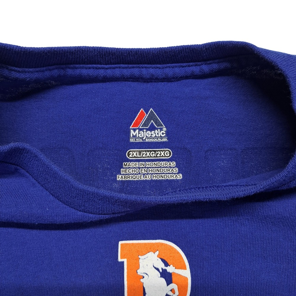 Majestic John Elway‎ Denver Broncos Mens 2XL Blue Excellent Hall of Fame Tee 7 - Picture 3 of 12